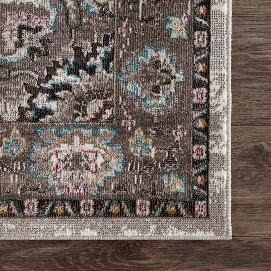 Mardin Traditional Medallion Design Brown Area Rug