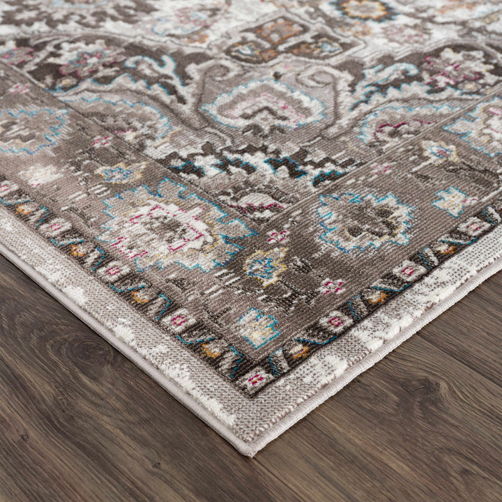 Mardin Traditional Medallion Design Brown Area Rug
