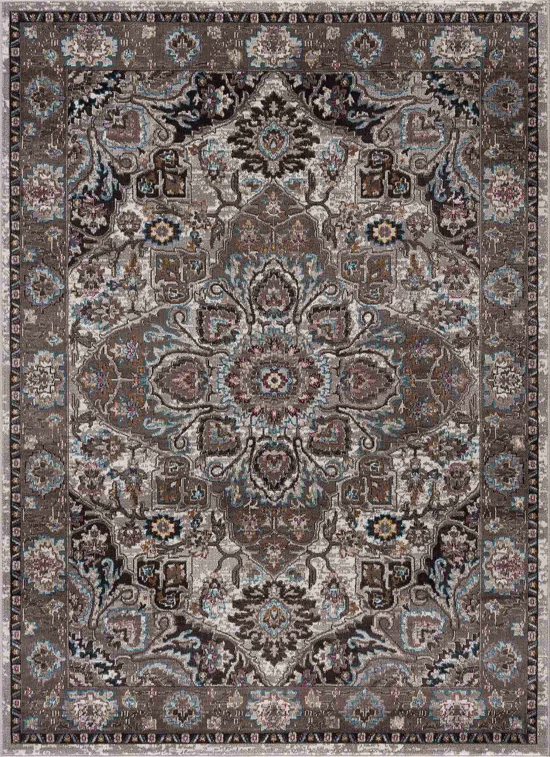 Mardin Traditional Medallion Design Brown Area Rug