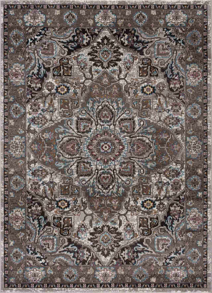 Mardin Traditional Medallion Design Brown Area Rug