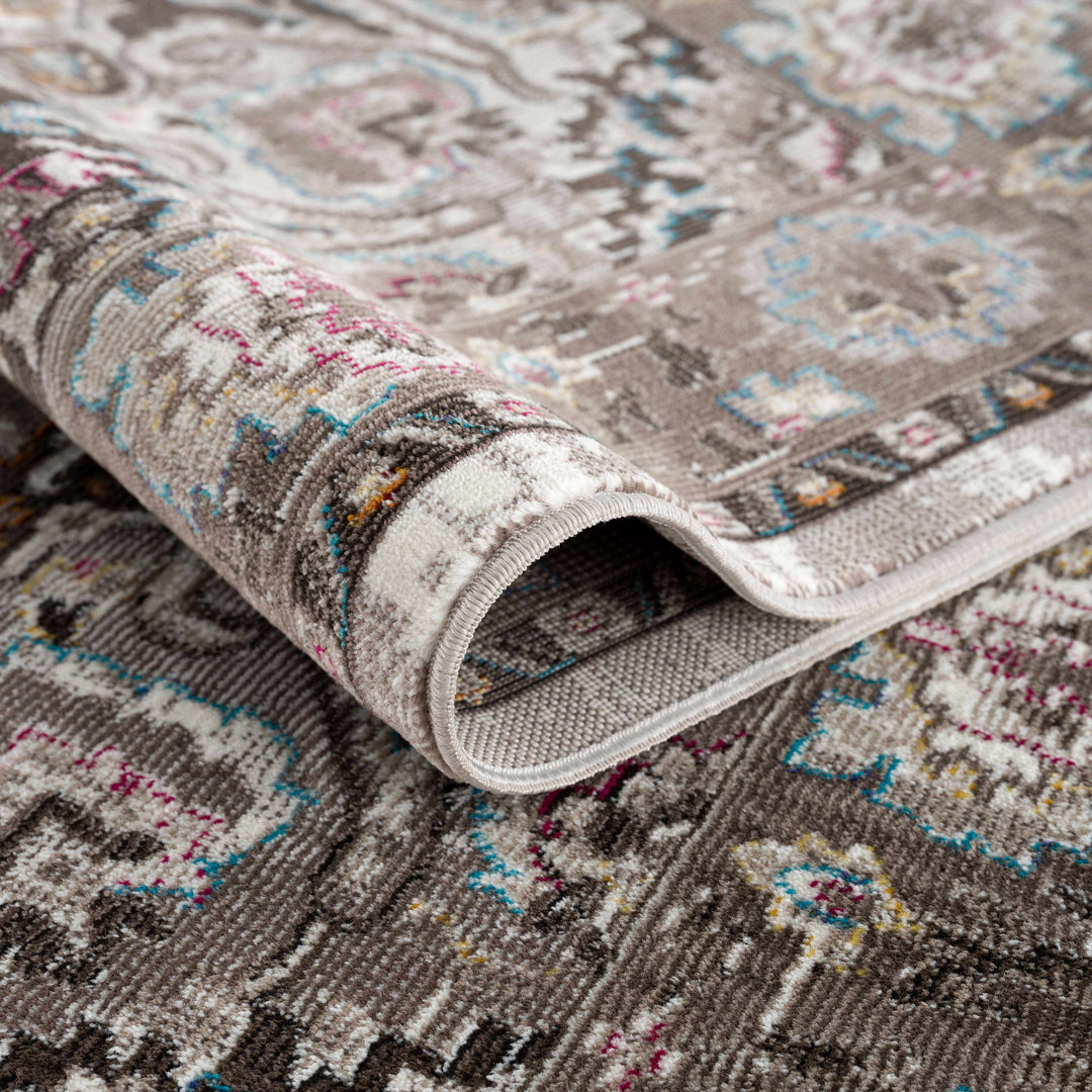 Mardin Traditional Medallion Design Brown Area Rug