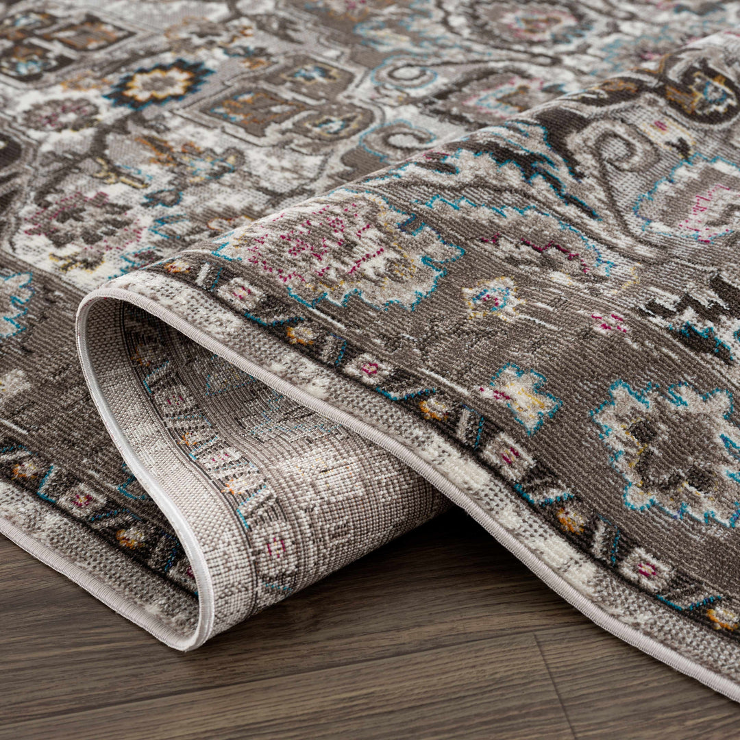 Mardin Traditional Medallion Design Brown Area Rug