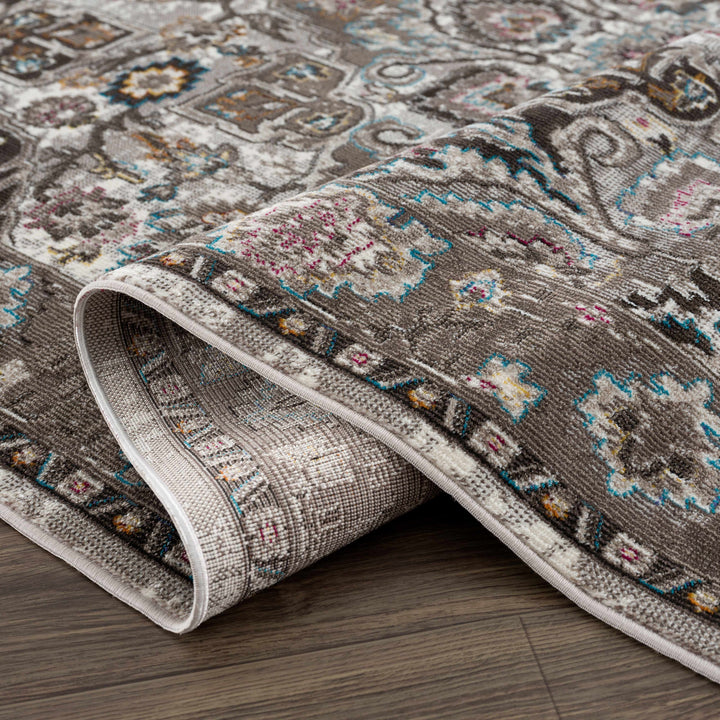 Mardin Traditional Medallion Design Brown Area Rug