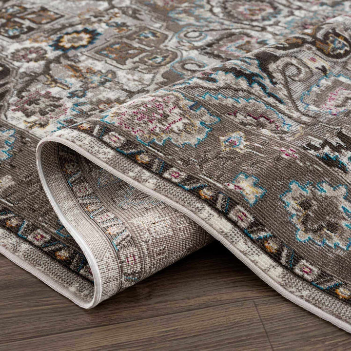 Mardin Traditional Medallion Design Brown Area Rug