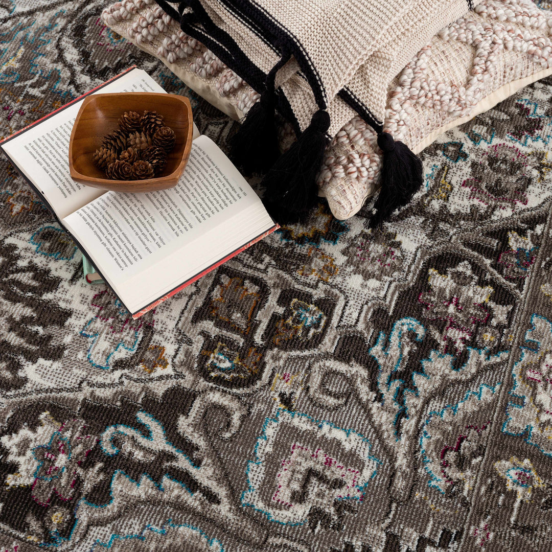 Mardin Traditional Medallion Design Brown Area Rug