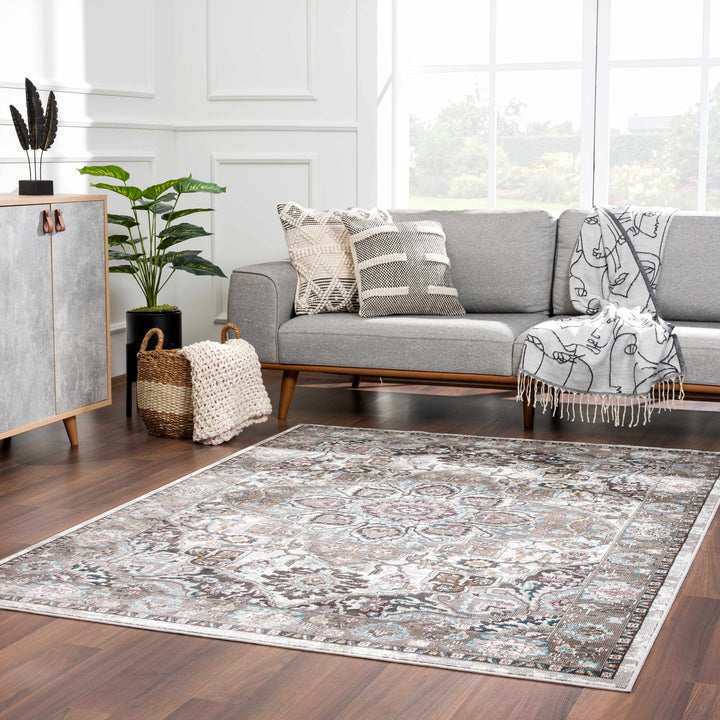 Mardin Traditional Medallion Design Brown Area Rug