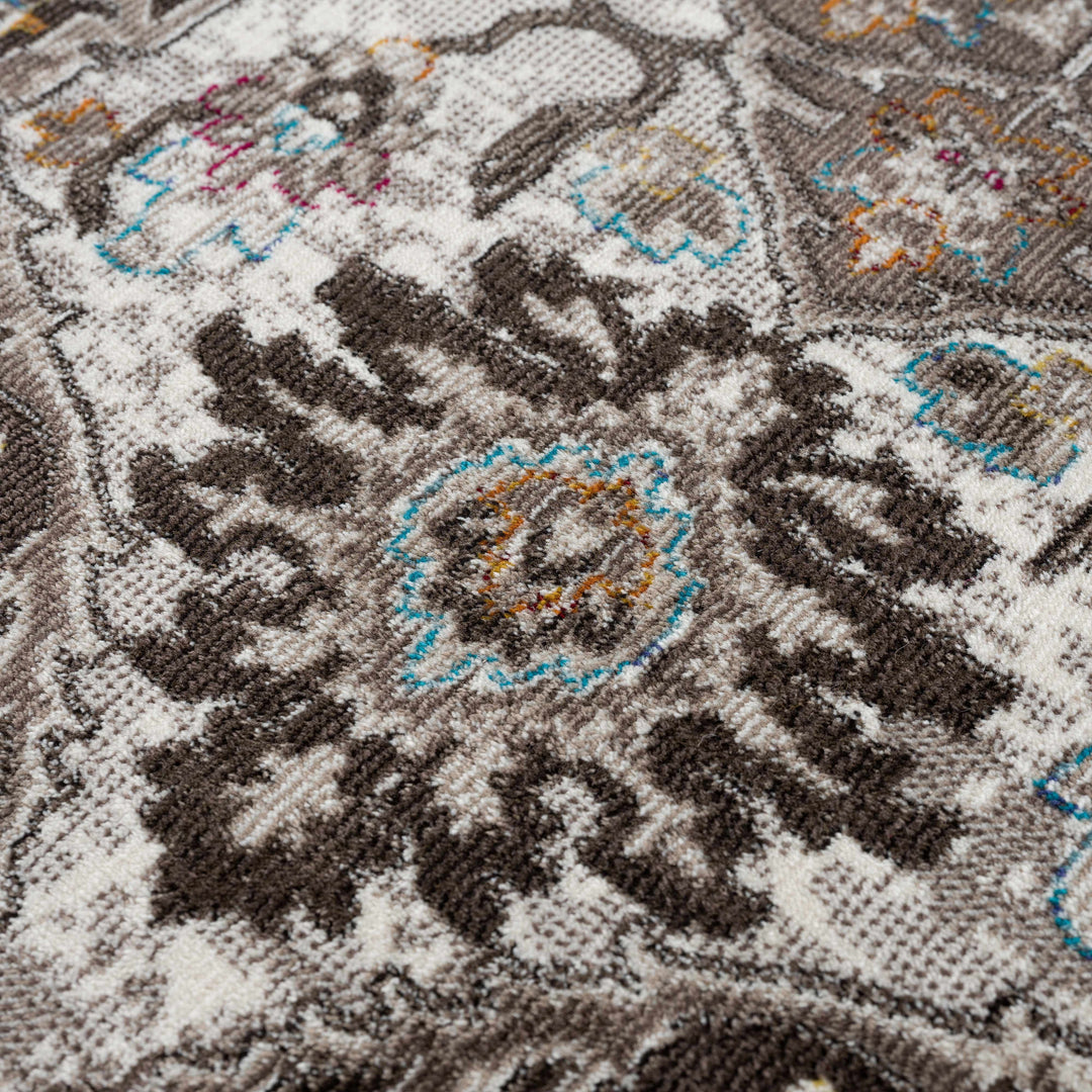 Mardin Traditional Medallion Design Brown Area Rug