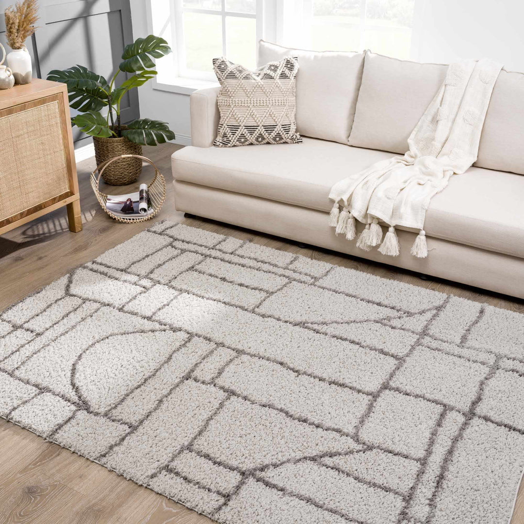 Andia Modern Abstract Design Silver And Gray Area Rug