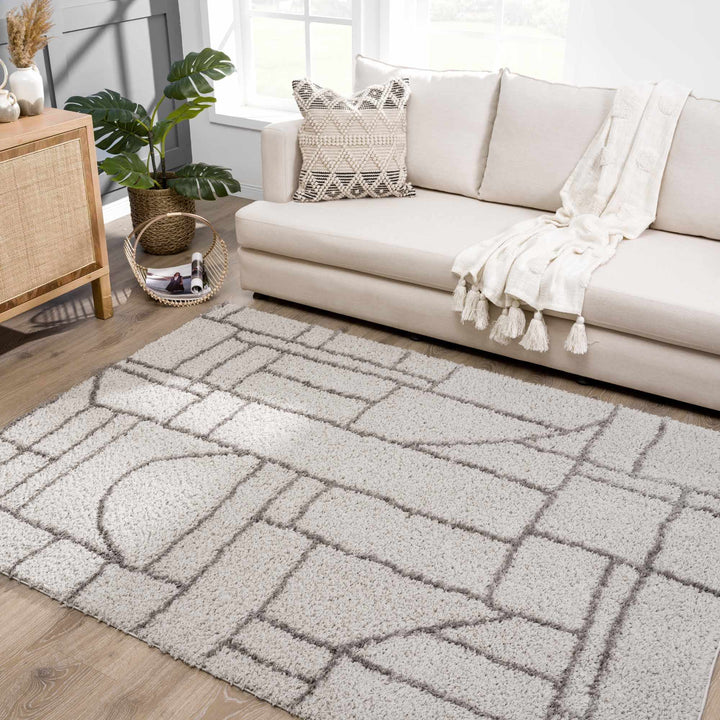 Andia Modern Abstract Design Silver And Gray Area Rug