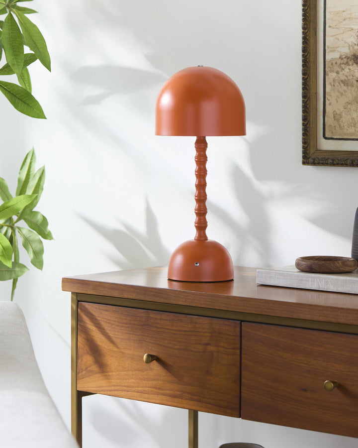 Magdagachi Traditional Orange & White Table Lamp – Iron Base, Metal Shade