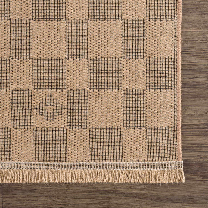 Nairi Modern Checkered Pattern Brown Washable Jute Rug