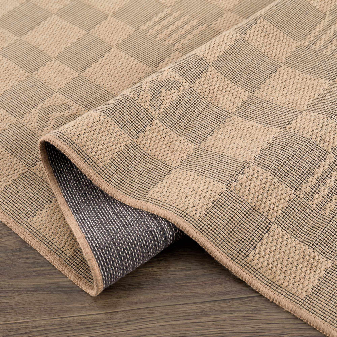 Nairi Modern Checkered Pattern Brown Washable Jute Rug