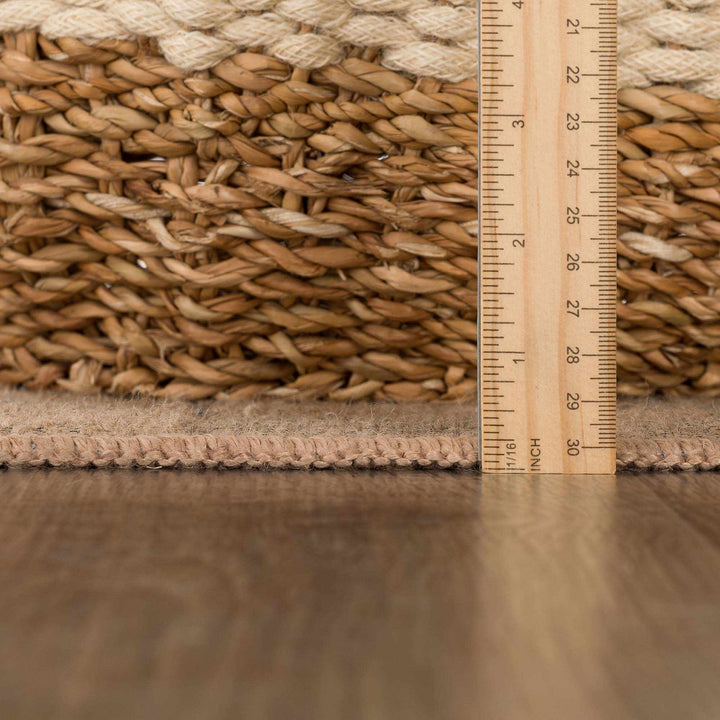 Nairi Modern Checkered Pattern Brown Washable Jute Rug