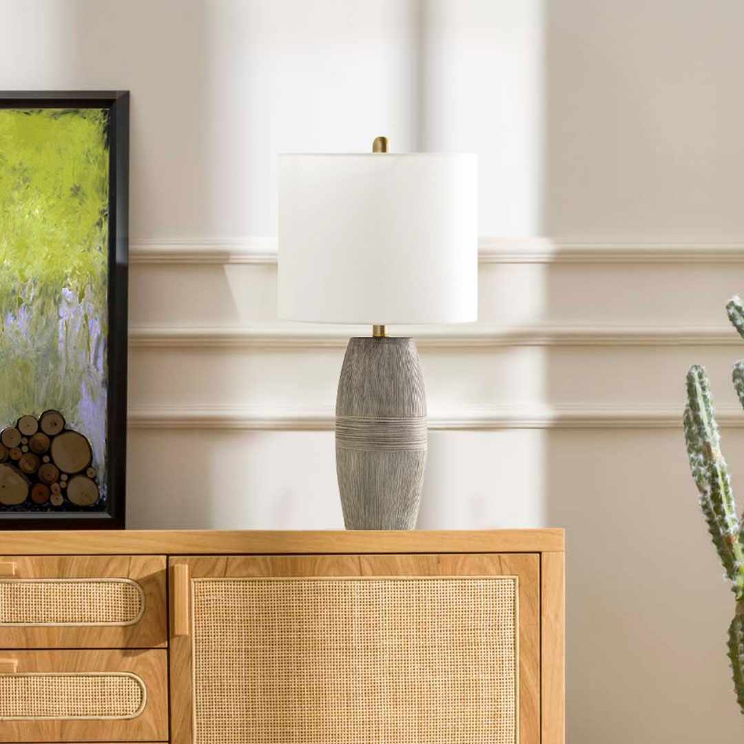 Mabayo Ribbed White Ceramic Table Lamp – Contemporary Accent Lighting