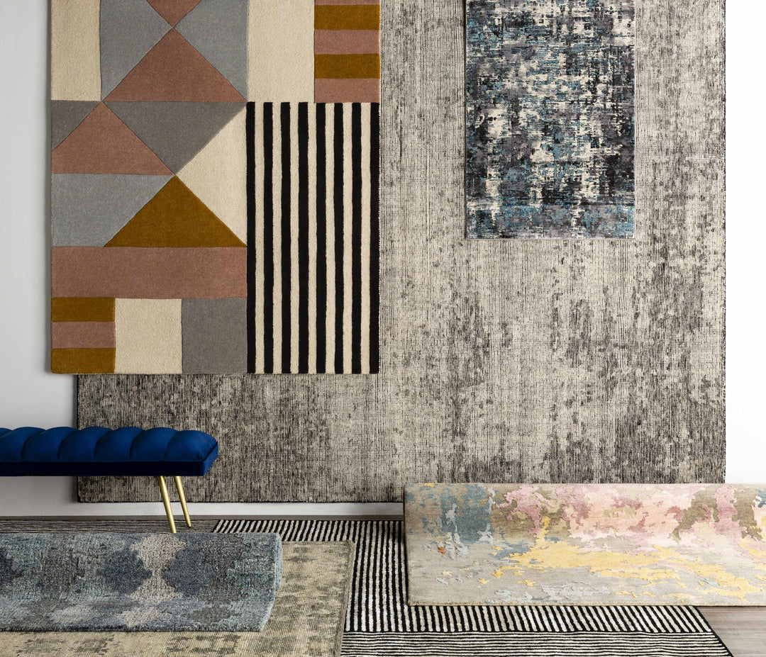 Davant Contemporary Style Beige And Gray Hand Knotted Area Rug