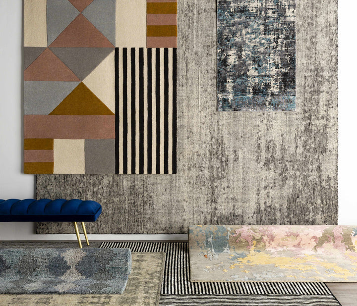 Davant Contemporary Style Beige And Gray Hand Knotted Area Rug