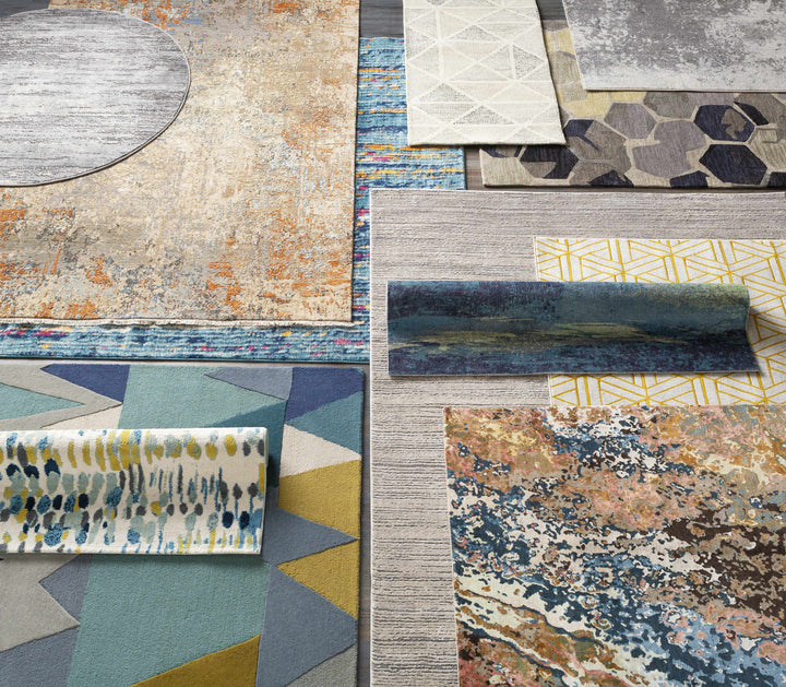Alvaton Modern Abstract Design Blue And Gray Area Rug