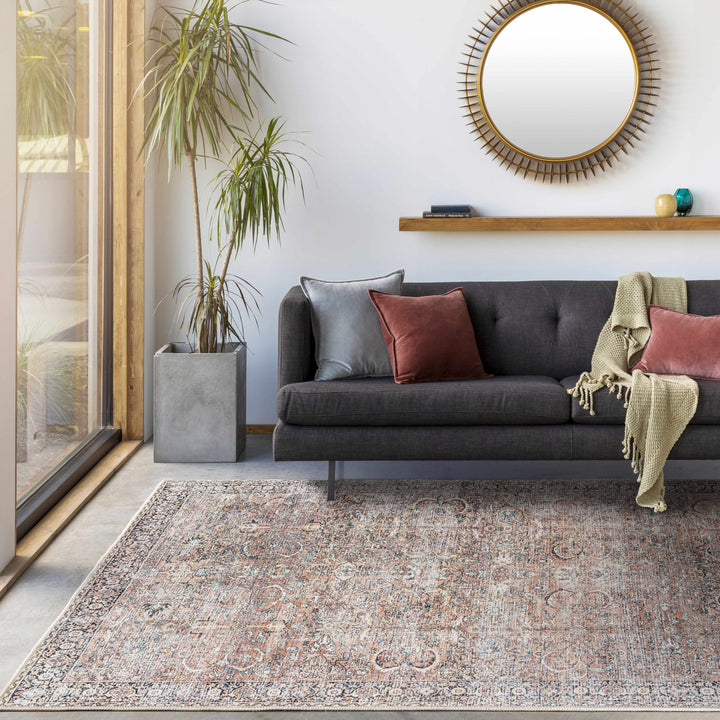 Noda Peach Vintage Style Washable Area Rug