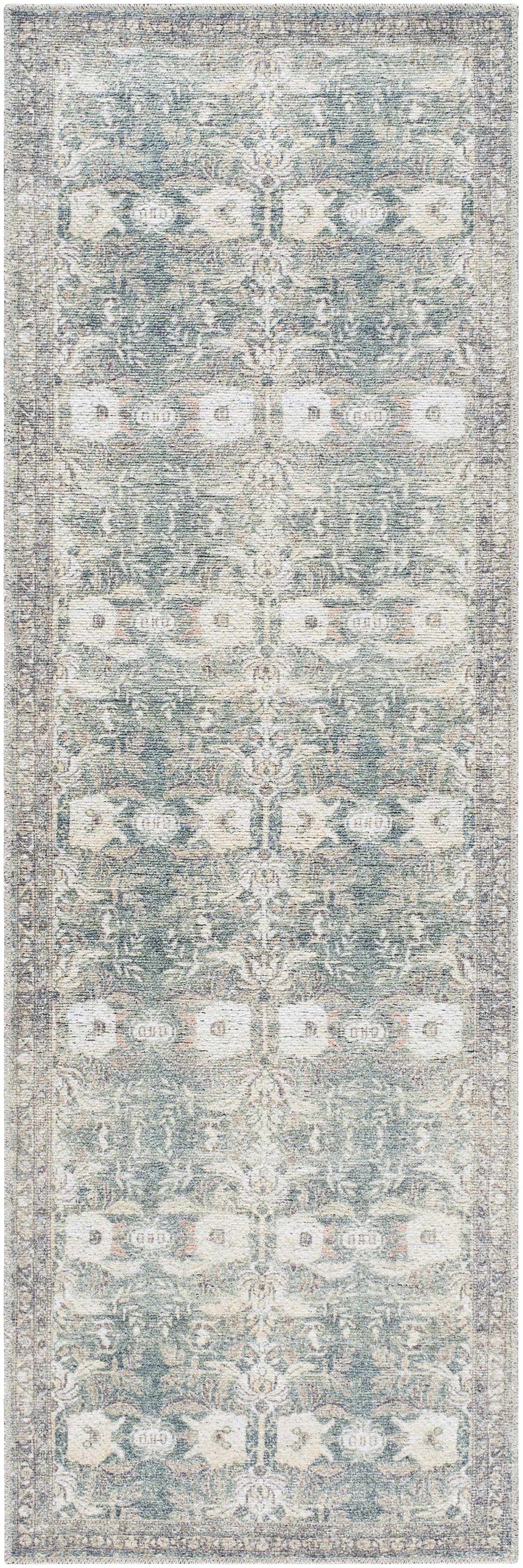 Walta Traditional Green And Brown Washable Area Rug