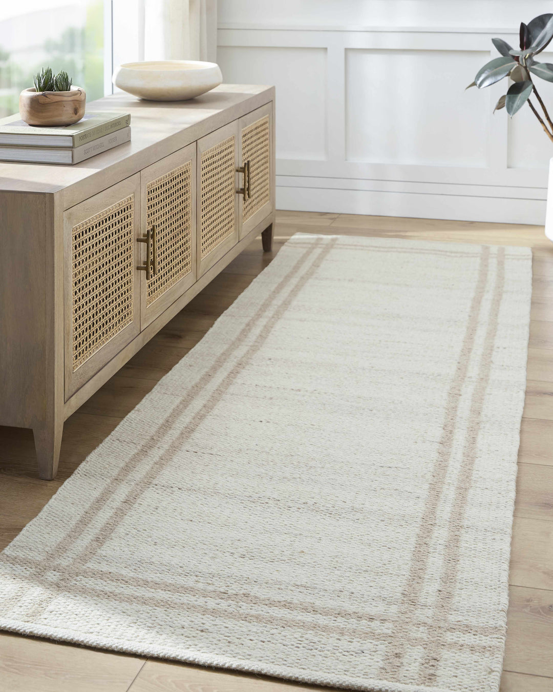 Nimue Modern Style Beige And Brown Hand Woven Wool Area Rug