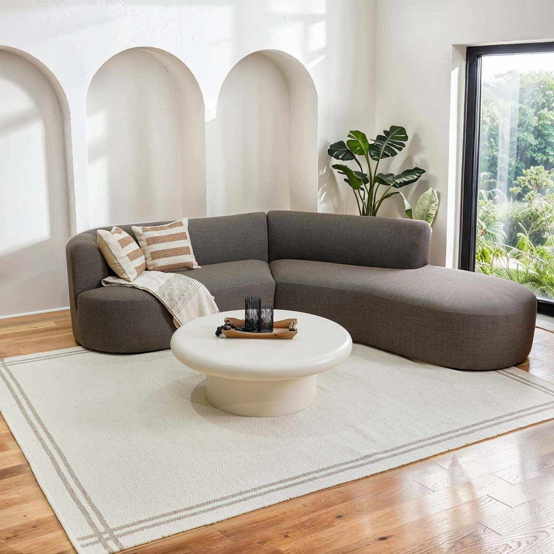 Nimue Ivory Modern Style Hand Woven Wool Area Rug