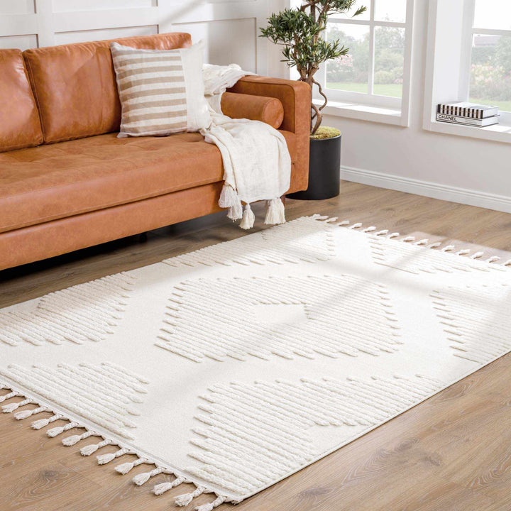 Palimbang Modern Geometric Design Ivory Area Rug