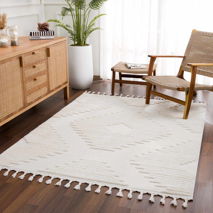 Palimbang Modern Geometric Design Ivory Area Rug