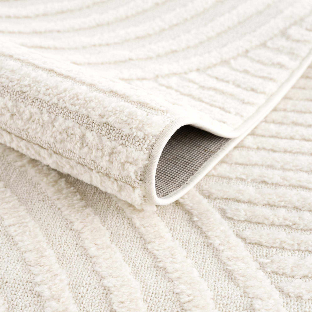 Guiling Contemporary Geometrical Style Ivory Rug with Tassels
