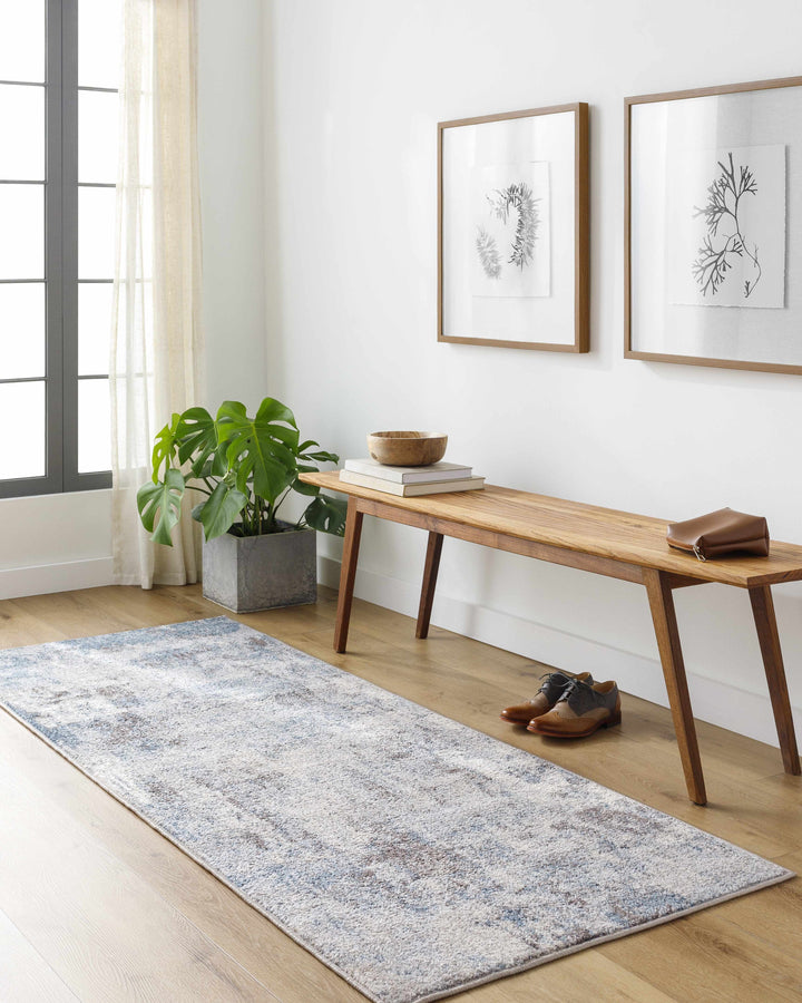 Netherfield Modern Abstract Design Gray And Blue Area Rug
