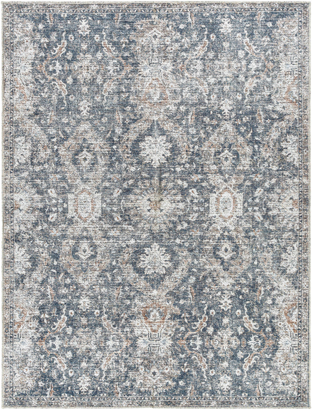 Arnaud Traditional Style Blue And Beige Washable Area Rug