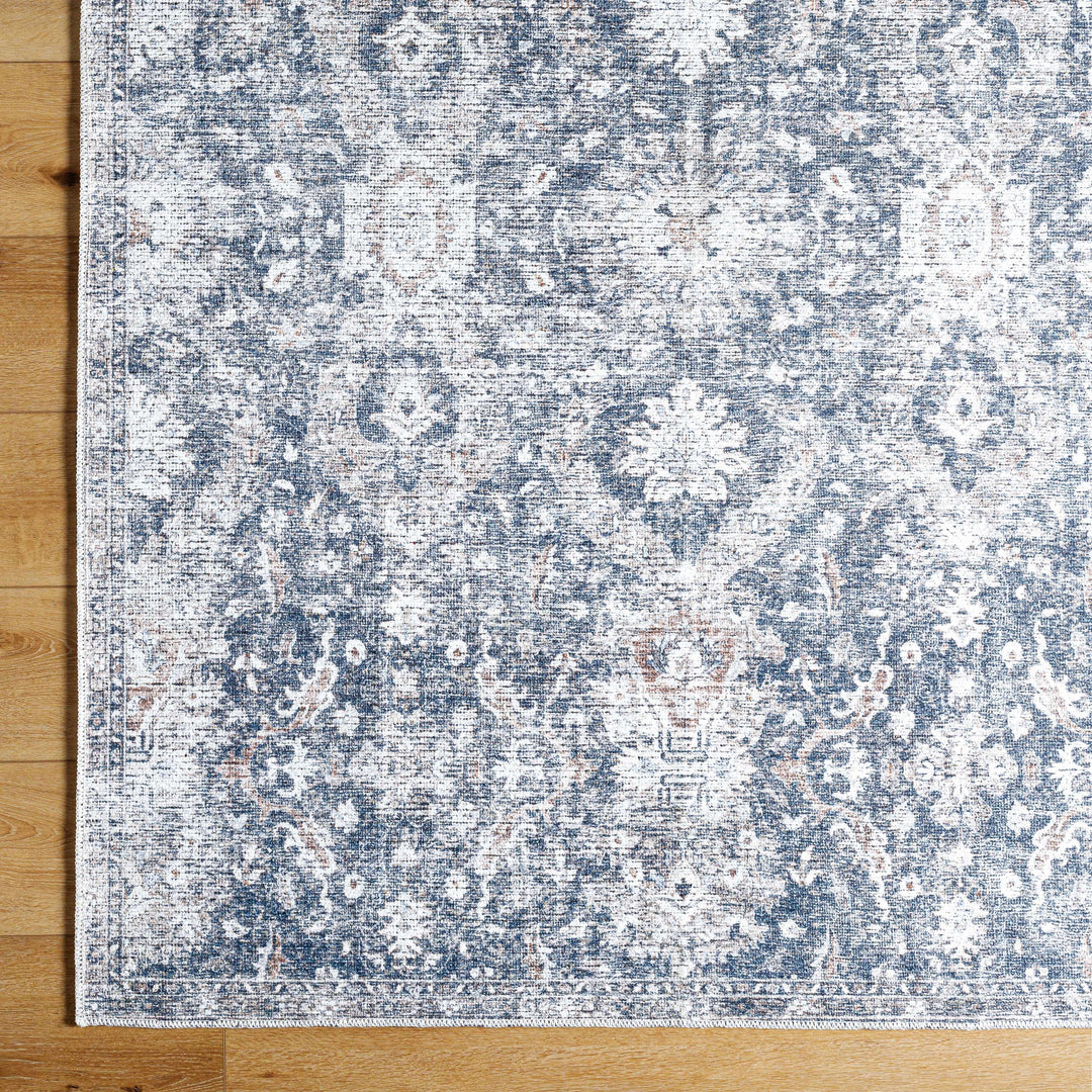 Arnaud Traditional Style Blue And Beige Washable Area Rug