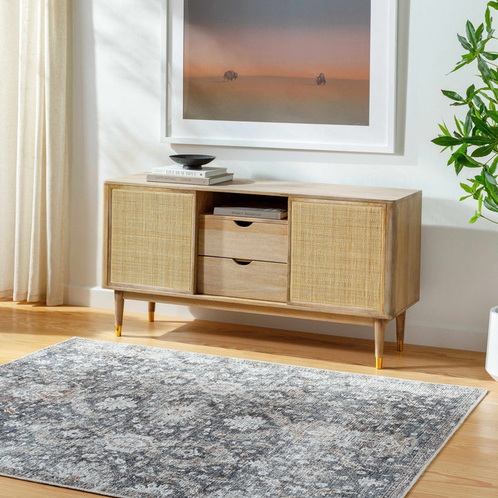 Arnaud Traditional Style Blue And Beige Washable Area Rug