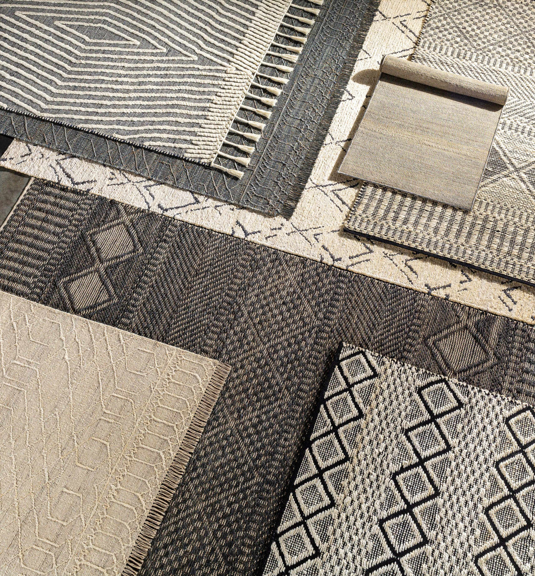 Manby Ivory Modern Geometrical Design Hand Woven Area Rug