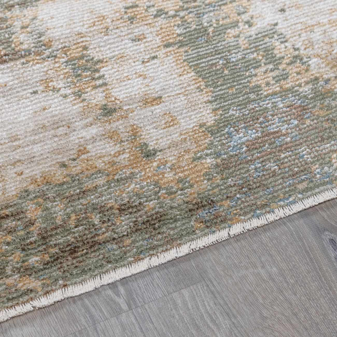 Amable Contemporary Abstract Gray And Olive Machine Woven Rug
