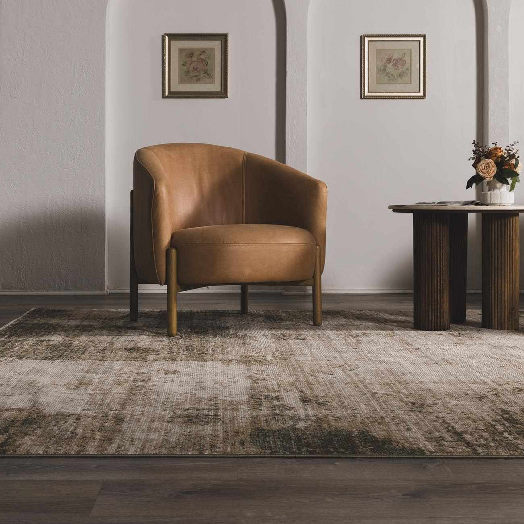 Amable Contemporary Abstract Gray And Olive Machine Woven Rug