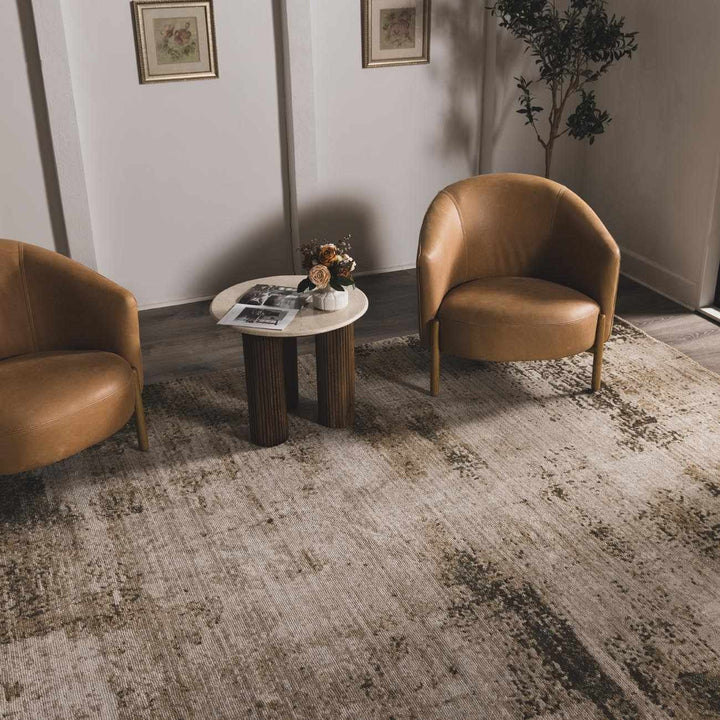 Amable Contemporary Abstract Gray And Olive Machine Woven Rug