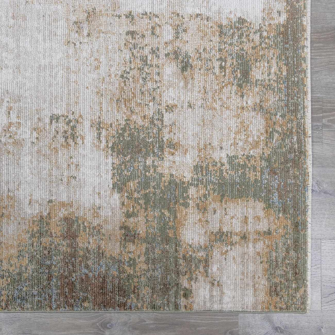 Amable Contemporary Abstract Gray And Olive Machine Woven Rug