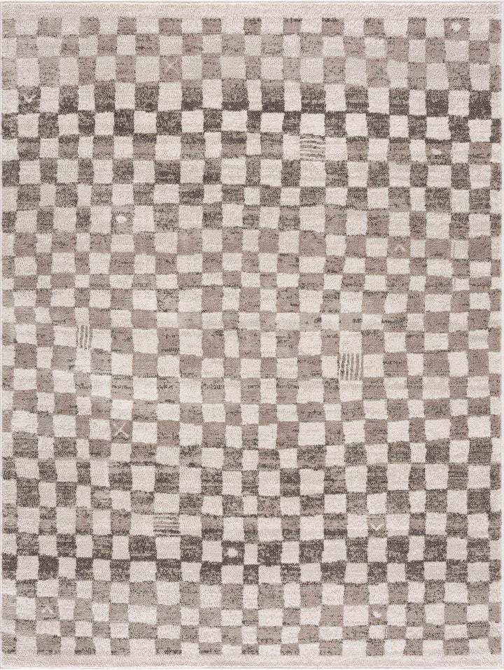 Benjy Contemporary Geometrical Ivory And Taupe Rug