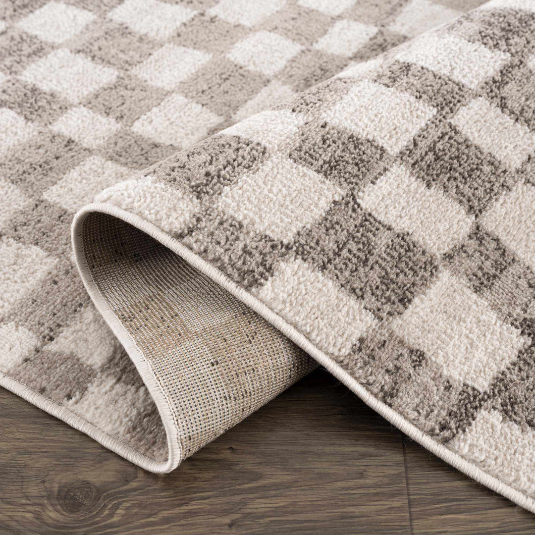 Benjy Contemporary Geometrical Ivory And Taupe Rug