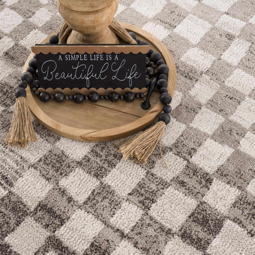 Benjy Contemporary Geometrical Ivory And Taupe Rug