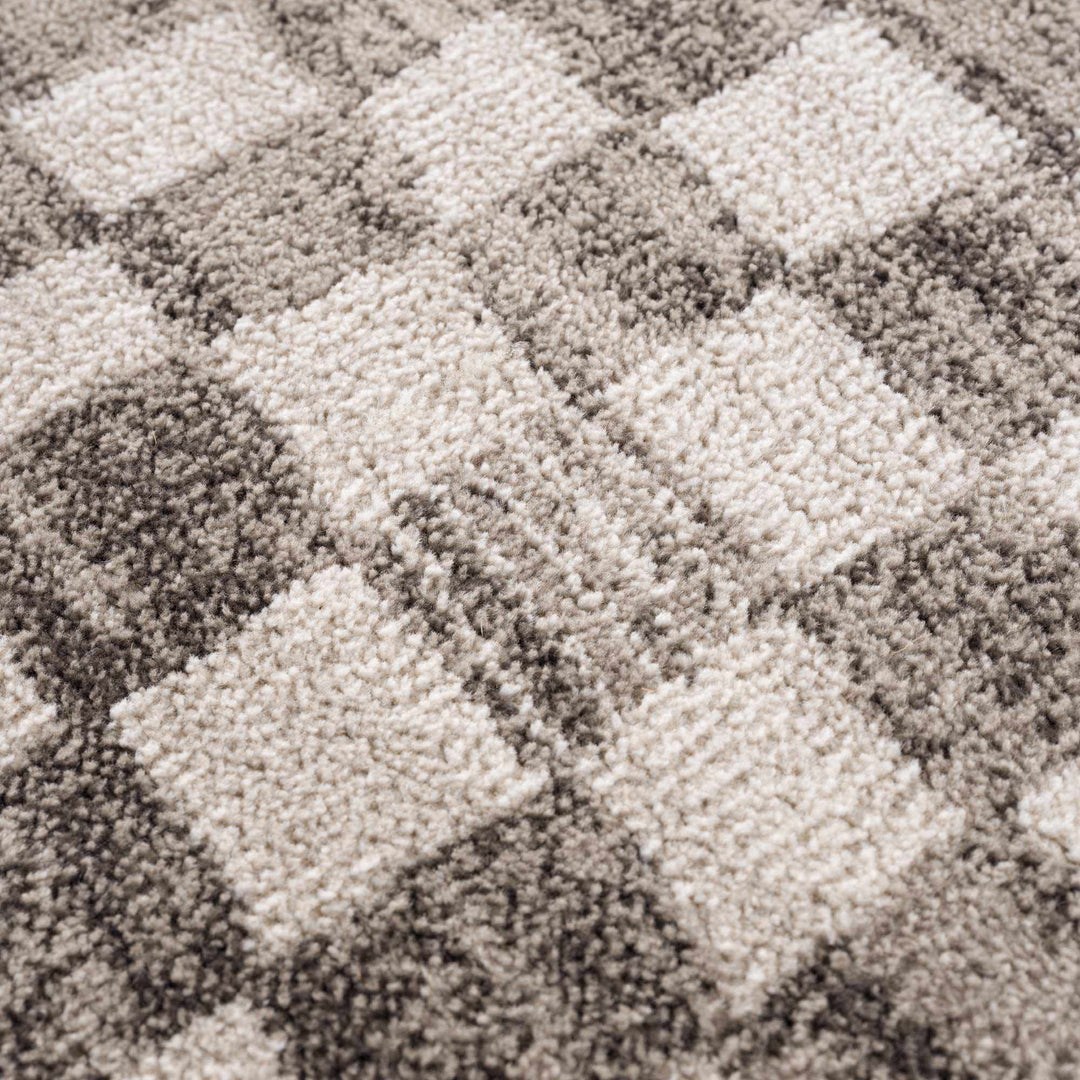 Benjy Contemporary Geometrical Ivory And Taupe Rug