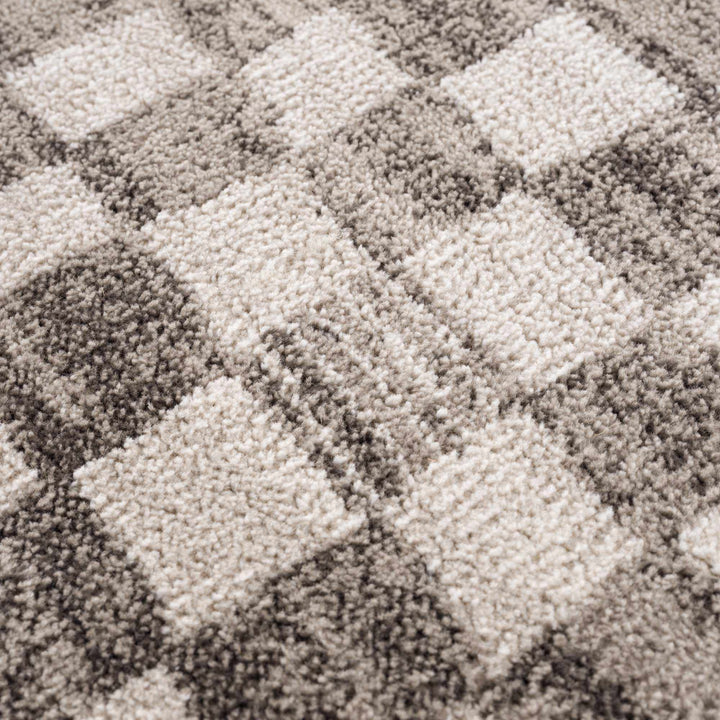 Benjy Contemporary Geometrical Ivory And Taupe Rug