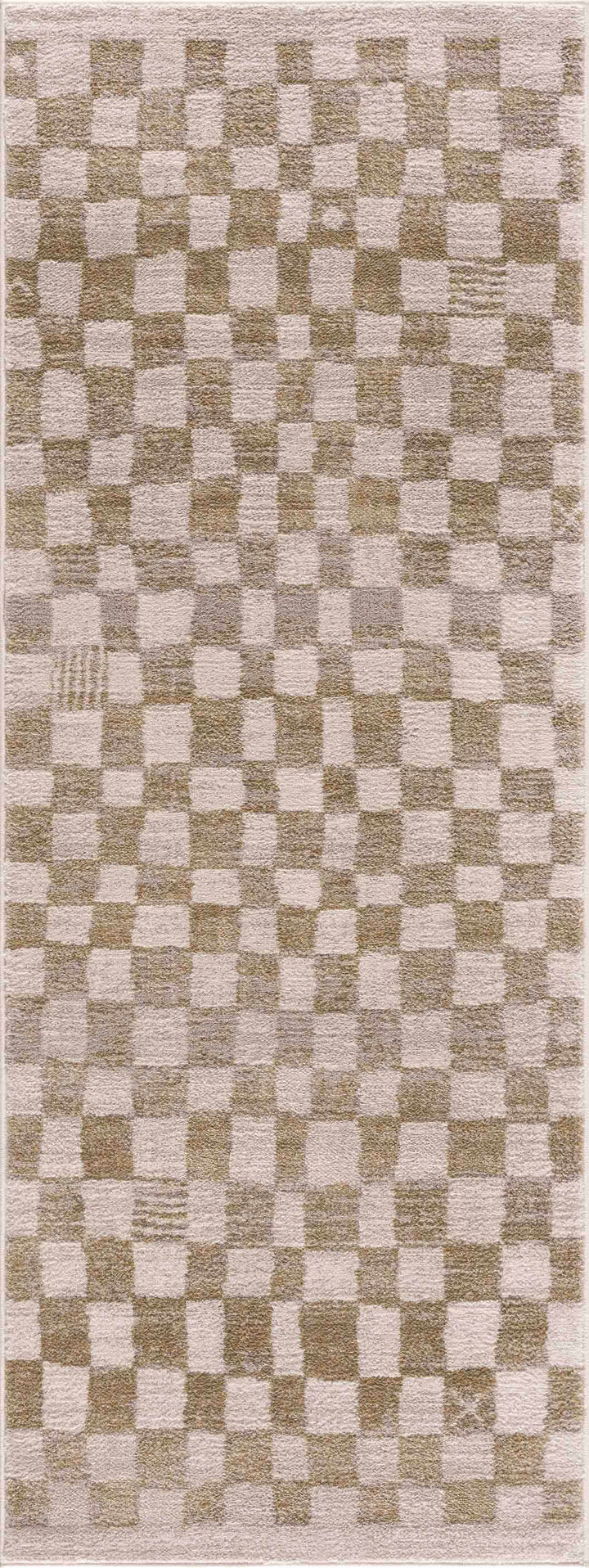 Benjy Modern Checkered Pattern Cream & Gold Rug
