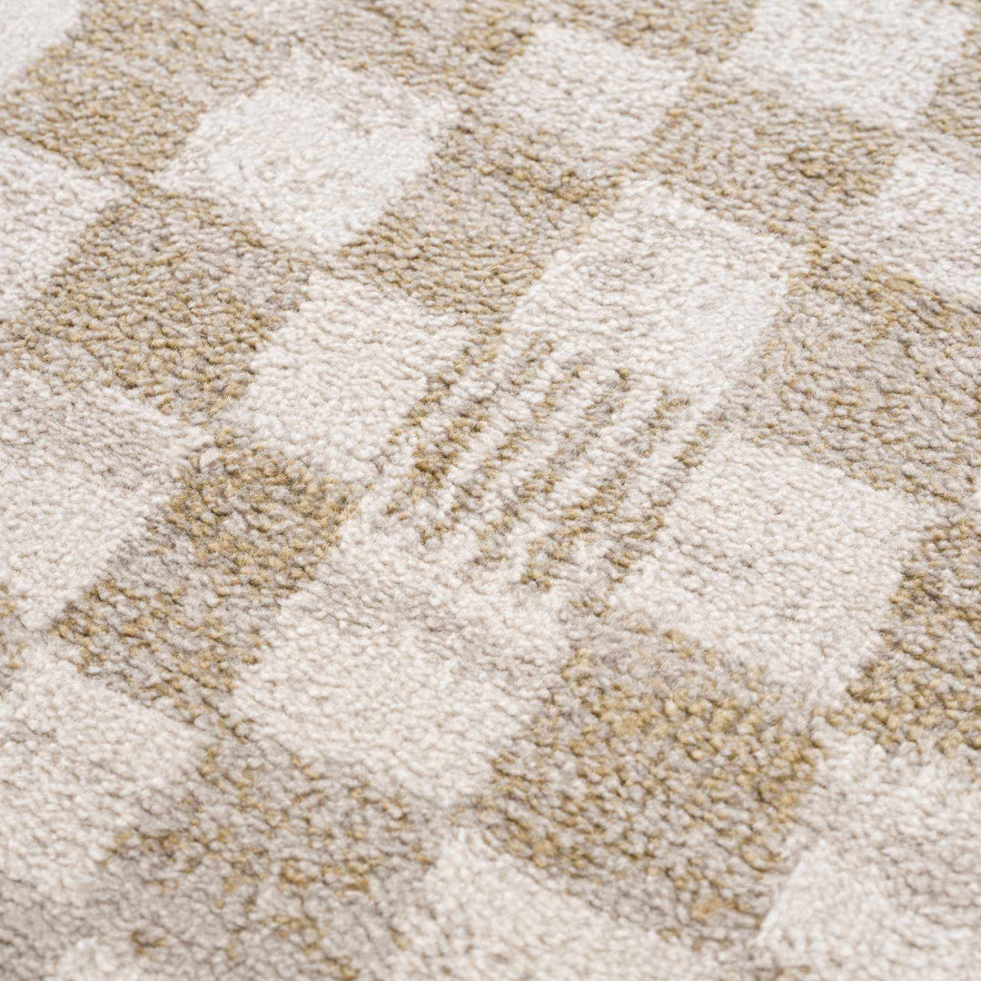 Benjy Modern Checkered Pattern Cream & Gold Rug