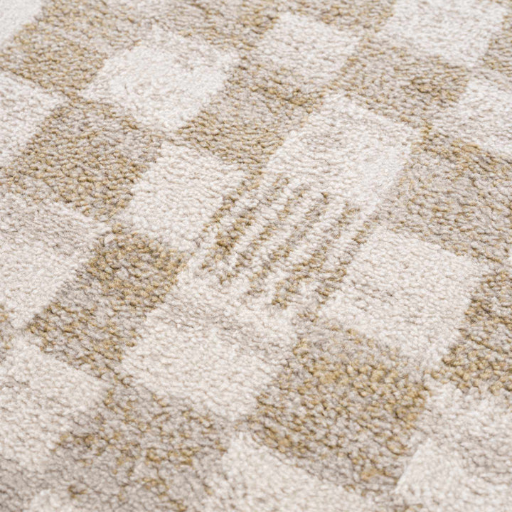 Benjy Modern Checkered Pattern Cream & Gold Rug