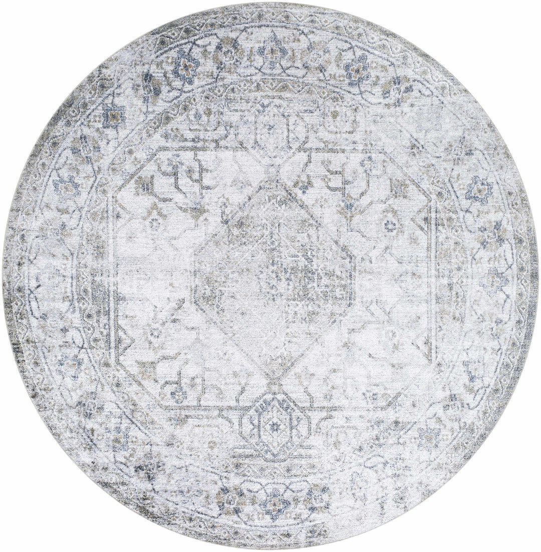 Annlea Traditional Style Blue And White Washable Area Rug