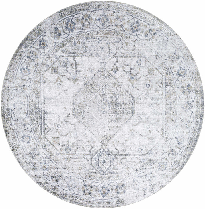 Annlea Traditional Style Blue And White Washable Area Rug