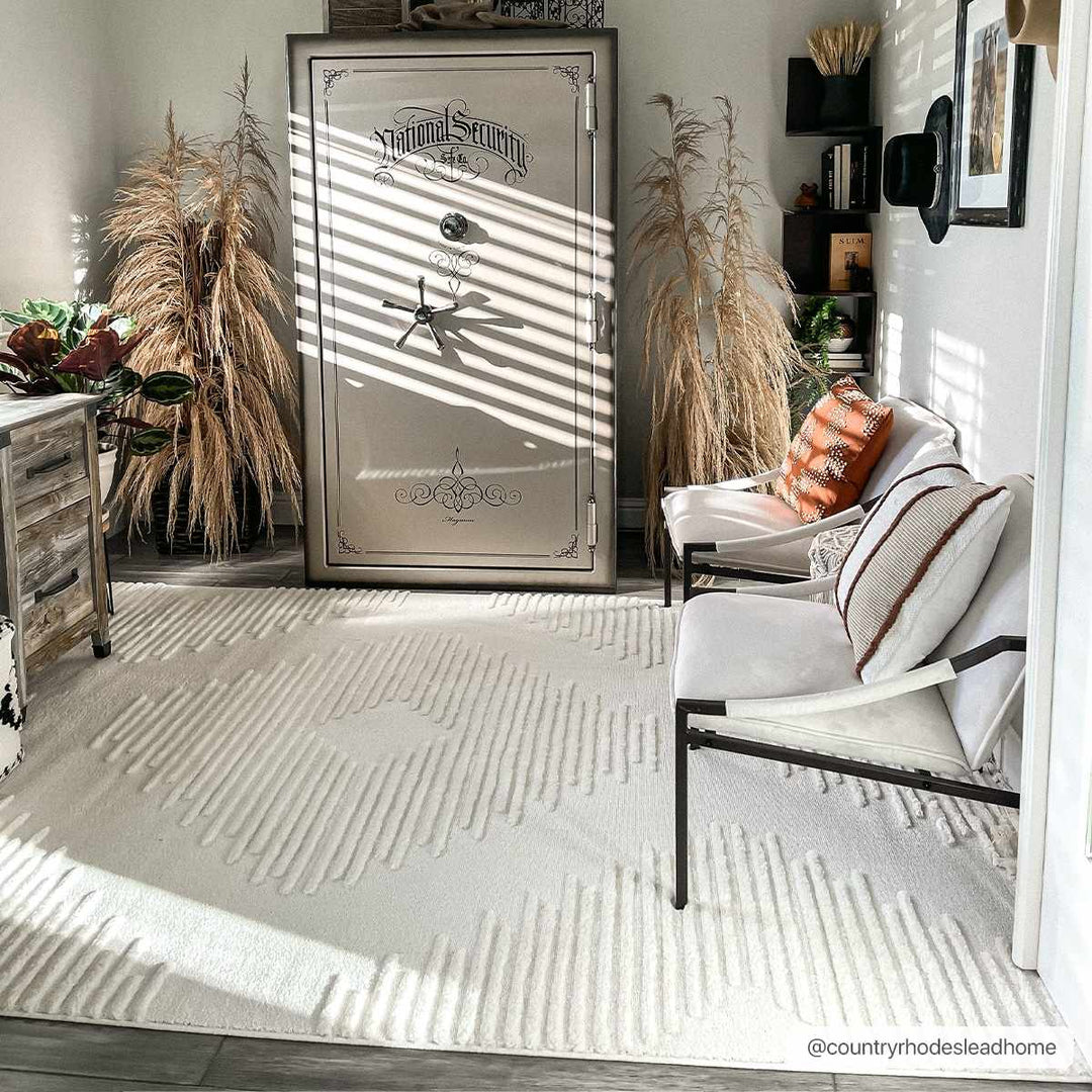 Palimbang Modern Geometric Design Ivory Area Rug