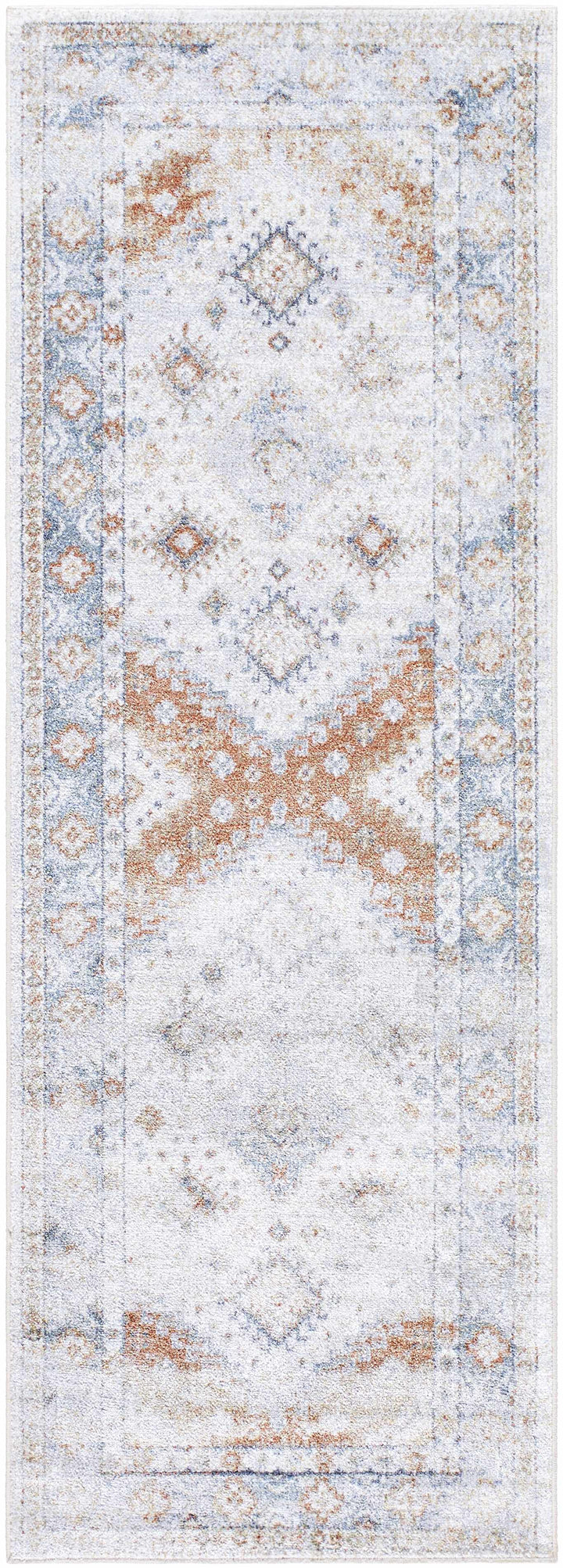 Agaton Traditional Style Ivory & Brown Washable Area Rug
