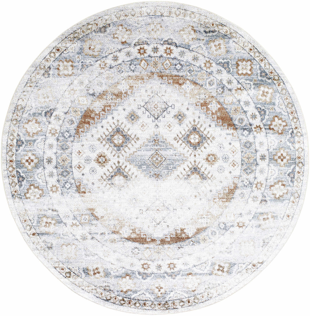 Agaton Traditional Style Ivory & Brown Washable Area Rug